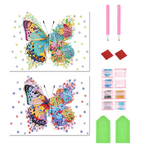 2PCS Butterfly 40*30CM(Canvas) Partial Special Shaped Drill Diamond Painting