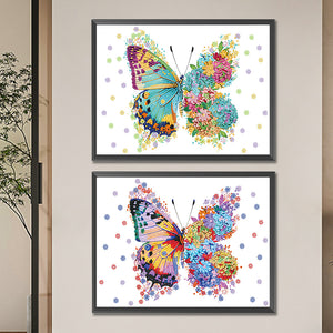 2PCS Butterfly 40*30CM(Canvas) Partial Special Shaped Drill Diamond Painting
