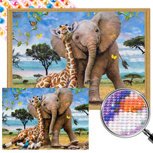 Load image into Gallery viewer, Giraffe And Elephant 70*50CM(Picture) Full Round Drill Diamond Painting
