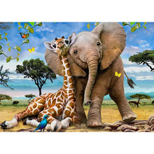 Load image into Gallery viewer, Giraffe And Elephant 70*50CM(Picture) Full Round Drill Diamond Painting
