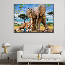 Load image into Gallery viewer, Giraffe And Elephant 70*50CM(Picture) Full Round Drill Diamond Painting
