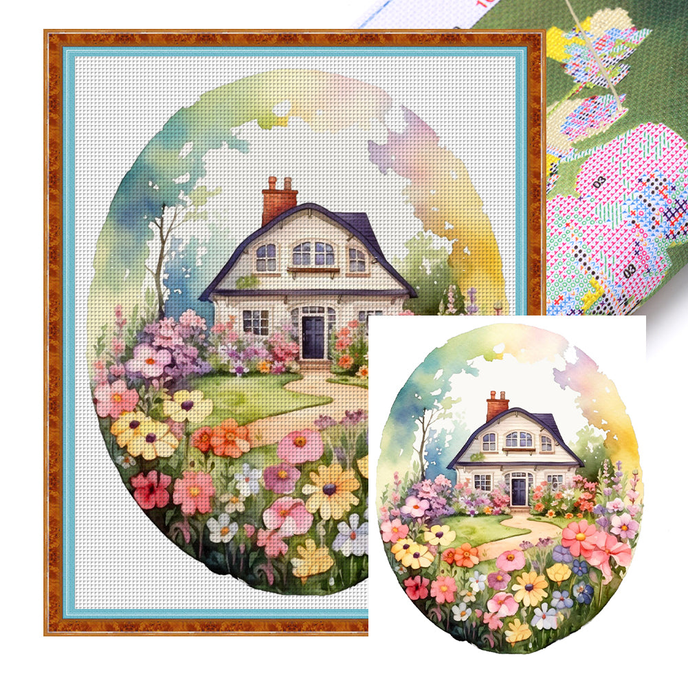 Huancan - Garden Cottage - 50*60CM 11CT 3 Stamped Cross Stitch