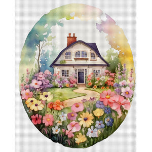 Huancan - Garden Cottage - 50*60CM 11CT 3 Stamped Cross Stitch