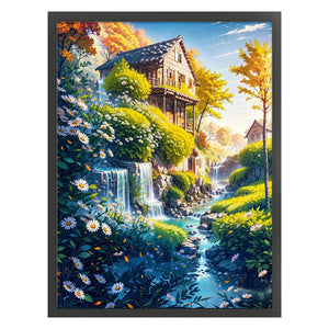 Huancan - Landscape And Flower Cottage - 50*65CM 14CT 2 Stamped Cross Stitch