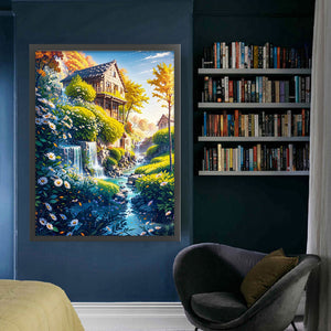 Huancan - Landscape And Flower Cottage - 50*65CM 14CT 2 Stamped Cross Stitch