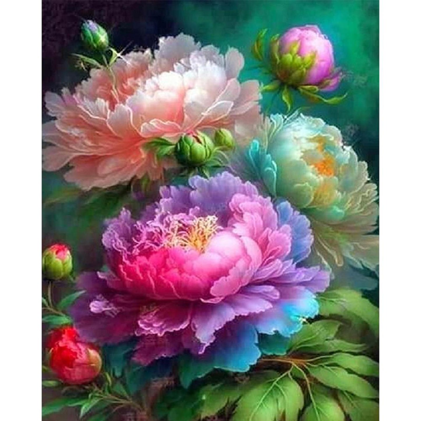 Peony Flower - Full 11CT Counted Cross Stitch 40x50CM - Yishu