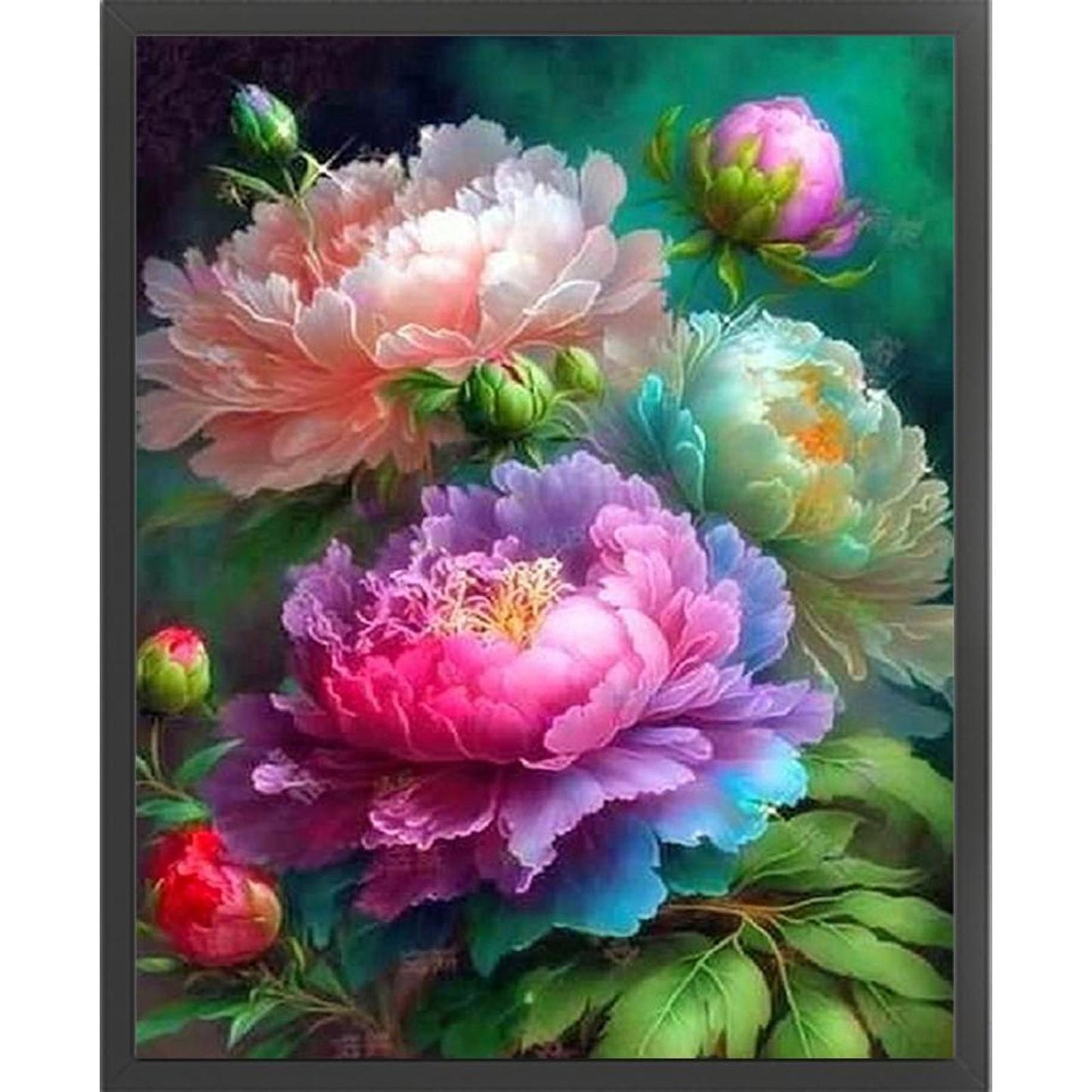 Peony Flower - Full 11CT Counted Cross Stitch 40x50CM - Yishu