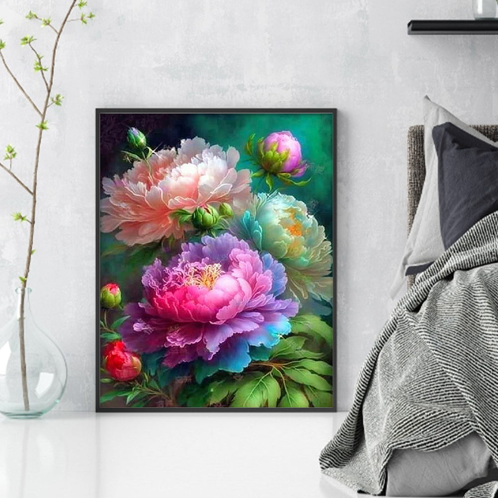 Peony Flower - Full 11CT Counted Cross Stitch 40x50CM - Yishu
