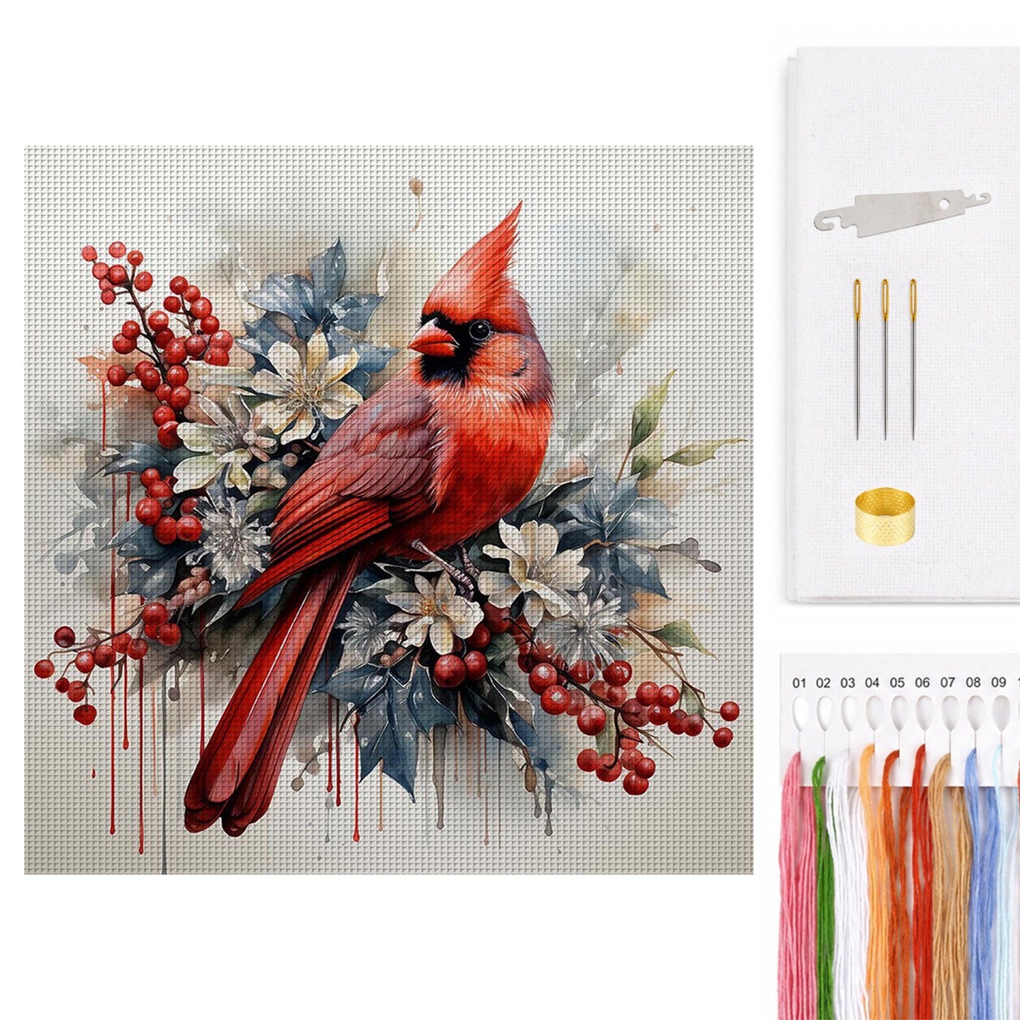 Northern Cardinal - Full 11CT Counted Cross Stitch 40x40CM - Huacan