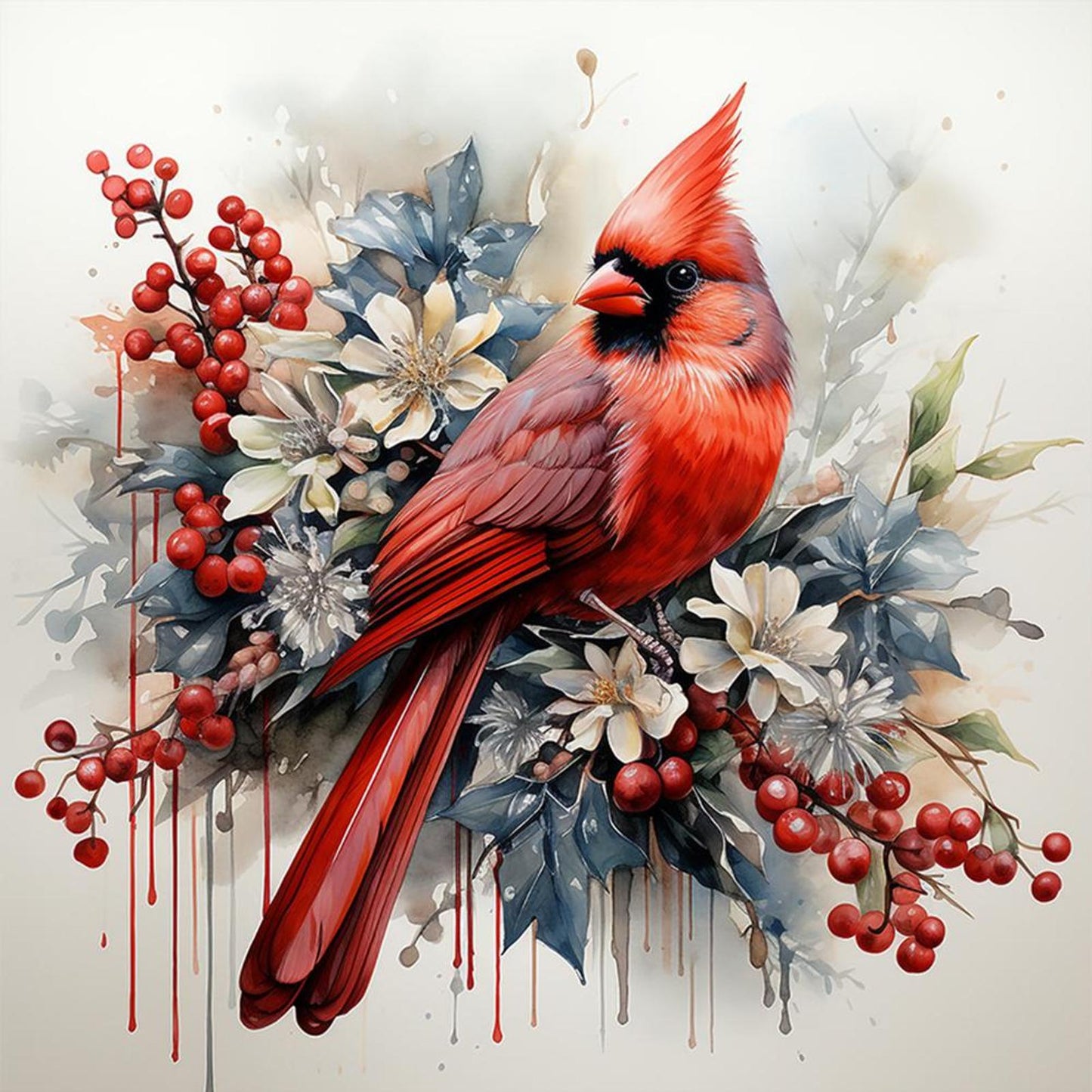 Northern Cardinal - Full 11CT Counted Cross Stitch 40x40CM - Huacan
