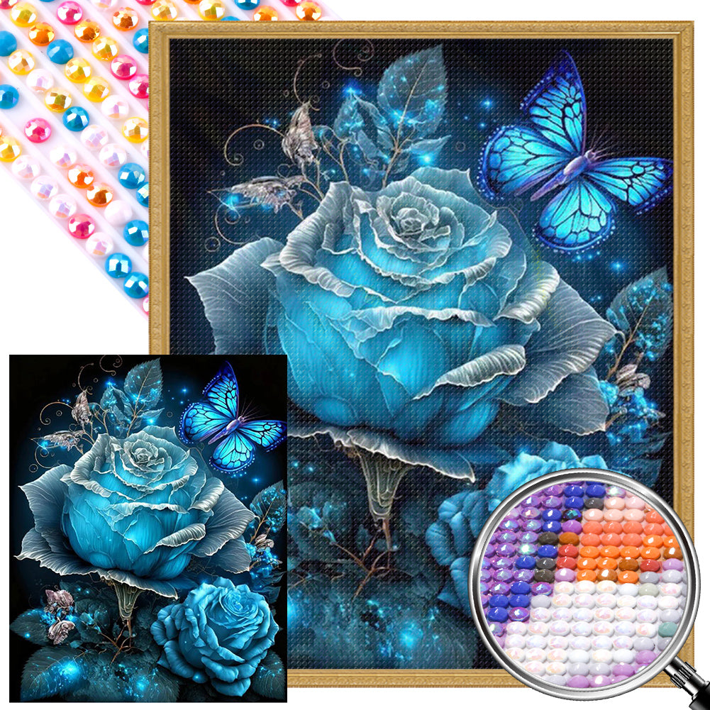 Blue Dream Rose 40*50CM(Picture) Full Round Drill Diamond Painting