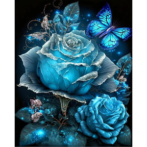 Blue Dream Rose 40*50CM(Picture) Full Round Drill Diamond Painting