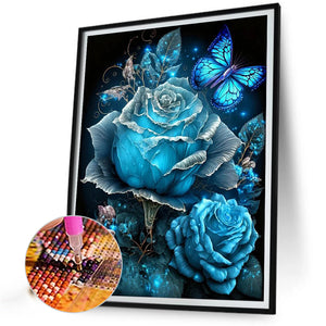 Blue Dream Rose 40*50CM(Picture) Full Round Drill Diamond Painting