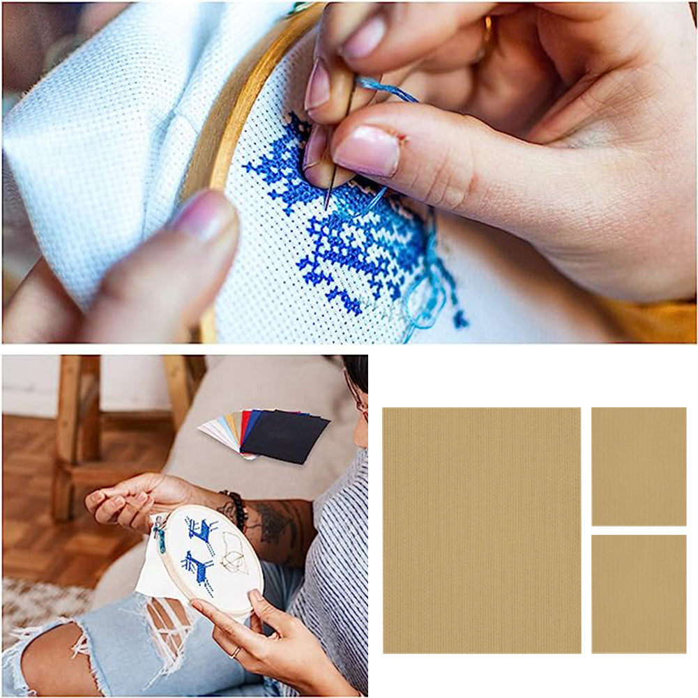 3PCS 11 Count Embroidery Cross Cotton Fabric for Embroidery Beginner (20x24in)