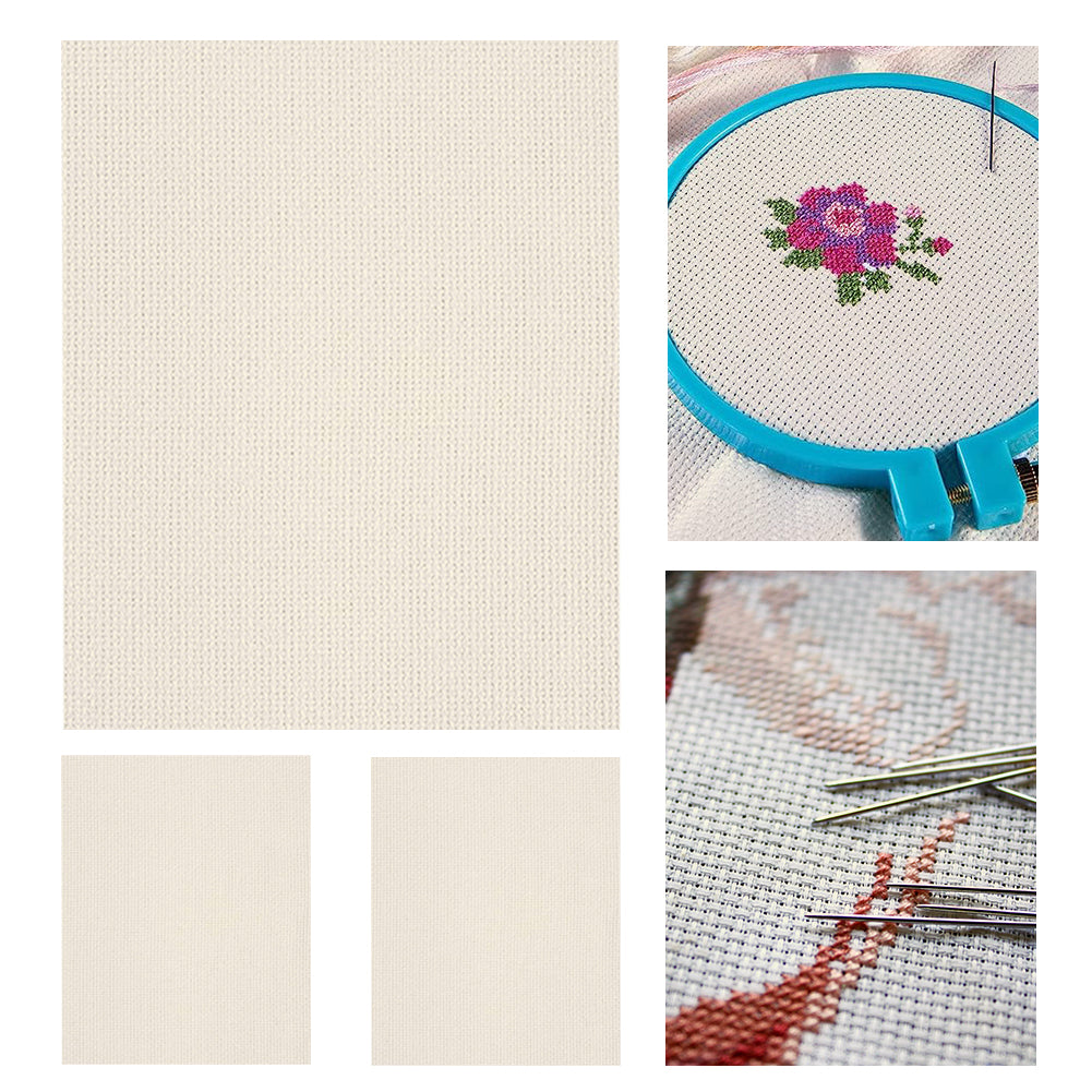 3PCS 11 Count Embroidery Cross Stitch Fabric for Embroidery Beginner (20x24in)