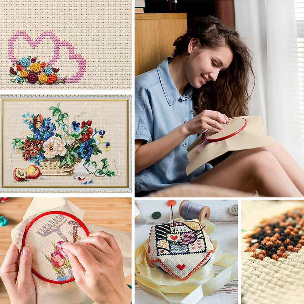 3PCS 11 Count Embroidery Cross Stitch Fabric for Embroidery Beginner (20x24in)
