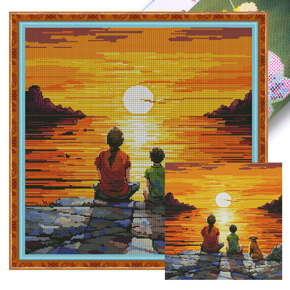 Joy Sunday - Sunrise At Sea - 44*44CM 14CT 2 Stamped Cross Stitch