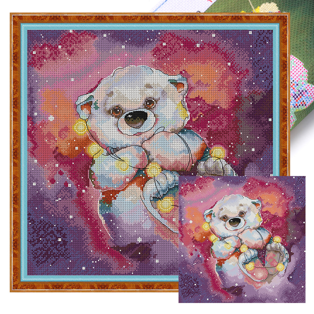 Joy Sunday - Starry Sky Bear - 40*38CM 14CT 2 Stamped Cross Stitch