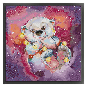 Joy Sunday - Starry Sky Bear - 40*38CM 14CT 2 Stamped Cross Stitch