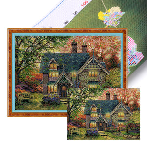 Joy Sunday - Autumn Garden Villa - 59*42CM 14CT 2 Stamped Cross Stitch