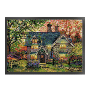 Joy Sunday - Autumn Garden Villa - 59*42CM 14CT 2 Stamped Cross Stitch