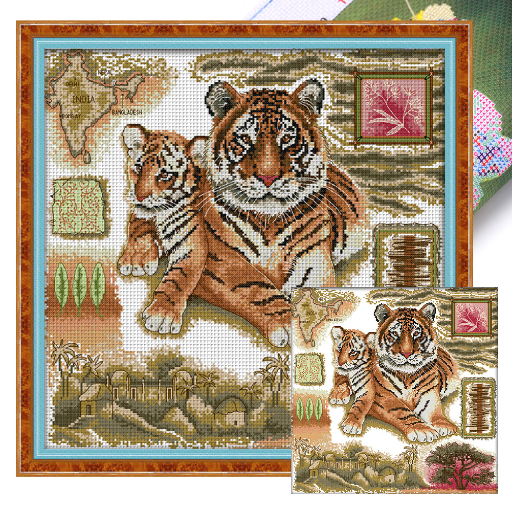 Joy Sunday - African Tiger - 41*41CM 14CT 2 Stamped Cross Stitch