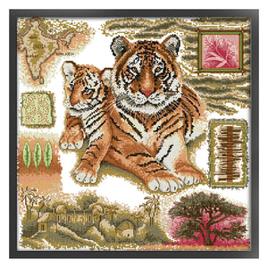 Joy Sunday - African Tiger - 41*41CM 14CT 2 Stamped Cross Stitch