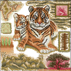 Joy Sunday - African Tiger - 41*41CM 14CT 2 Stamped Cross Stitch