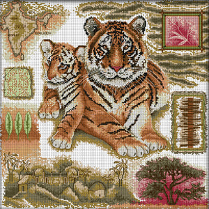 Joy Sunday - African Tiger - 41*41CM 14CT 2 Stamped Cross Stitch