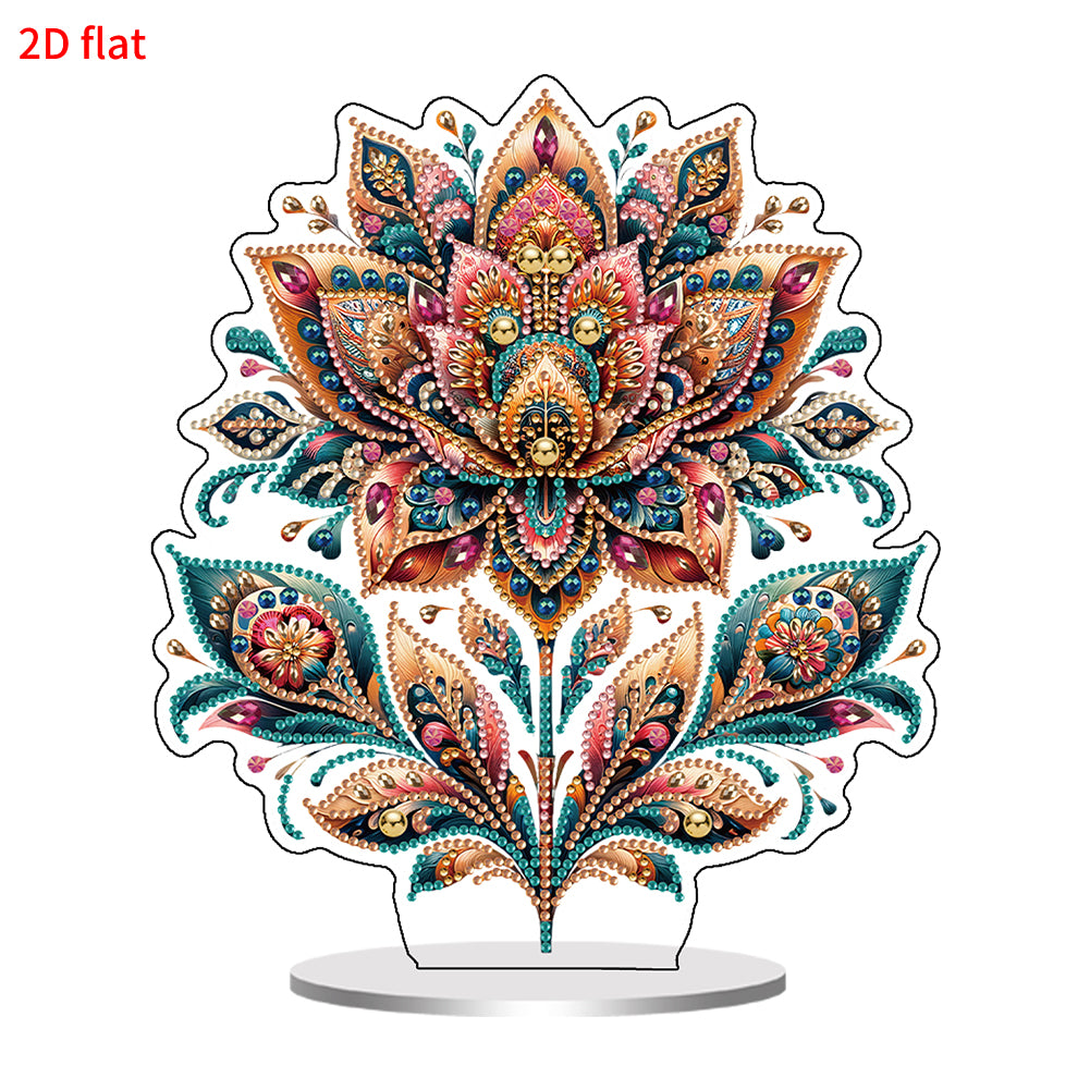 2D Flat Gorgeous Flower DIY Desktop Diamond Art Kits for Home Office Decoration