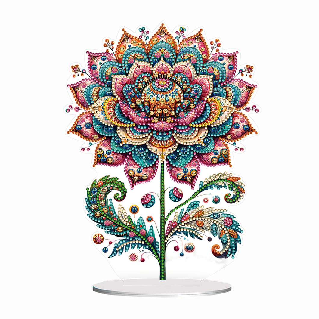 2D Flat Gorgeous Flower DIY Desktop Diamond Art Kits for Home Office Decoration