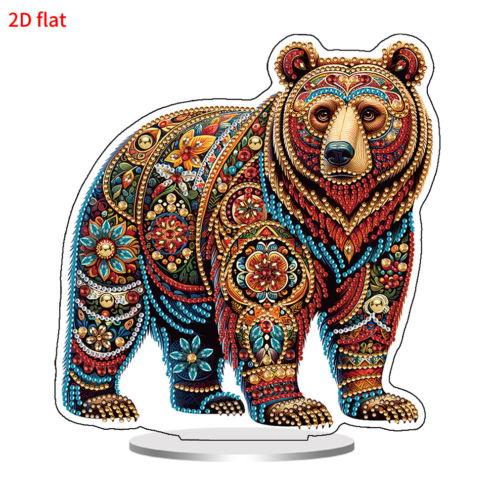 2D Flat Gorgeous Bear DIY Desktop Diamond Art Kits for Home Office Decoration