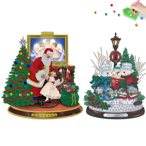 Christmas 2 PCS Santa Snowman Special Shape Diamond Mosaic Sticker for Boy Girl Gift