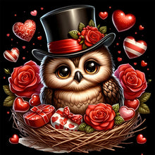 Load image into Gallery viewer, Valentine&#39;S Day Heart Owl 30*30CM(Canvas) Full Round Drill Diamond Painting
