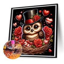 Load image into Gallery viewer, Valentine&#39;S Day Heart Owl 30*30CM(Canvas) Full Round Drill Diamond Painting
