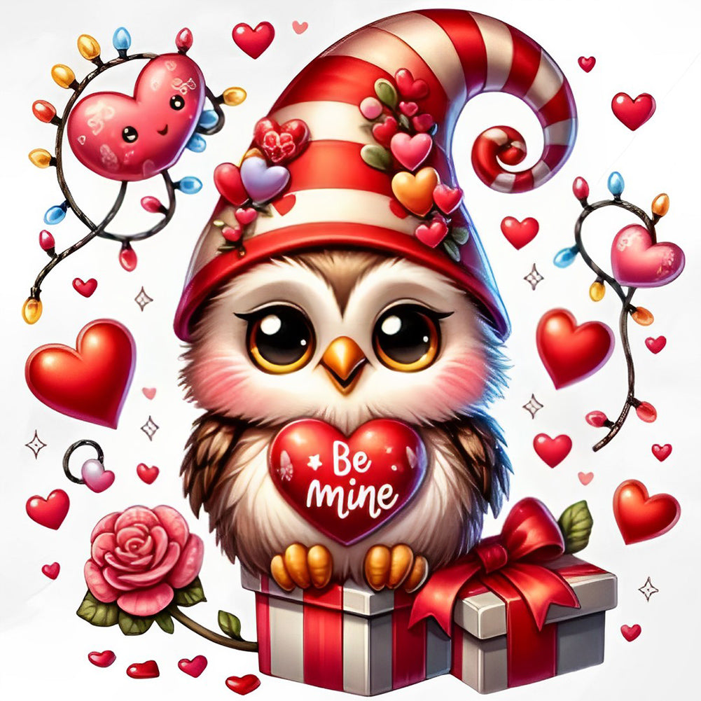 Valentine'S Day Heart Owl 30*30CM(Canvas) Full Round Drill Diamond Painting