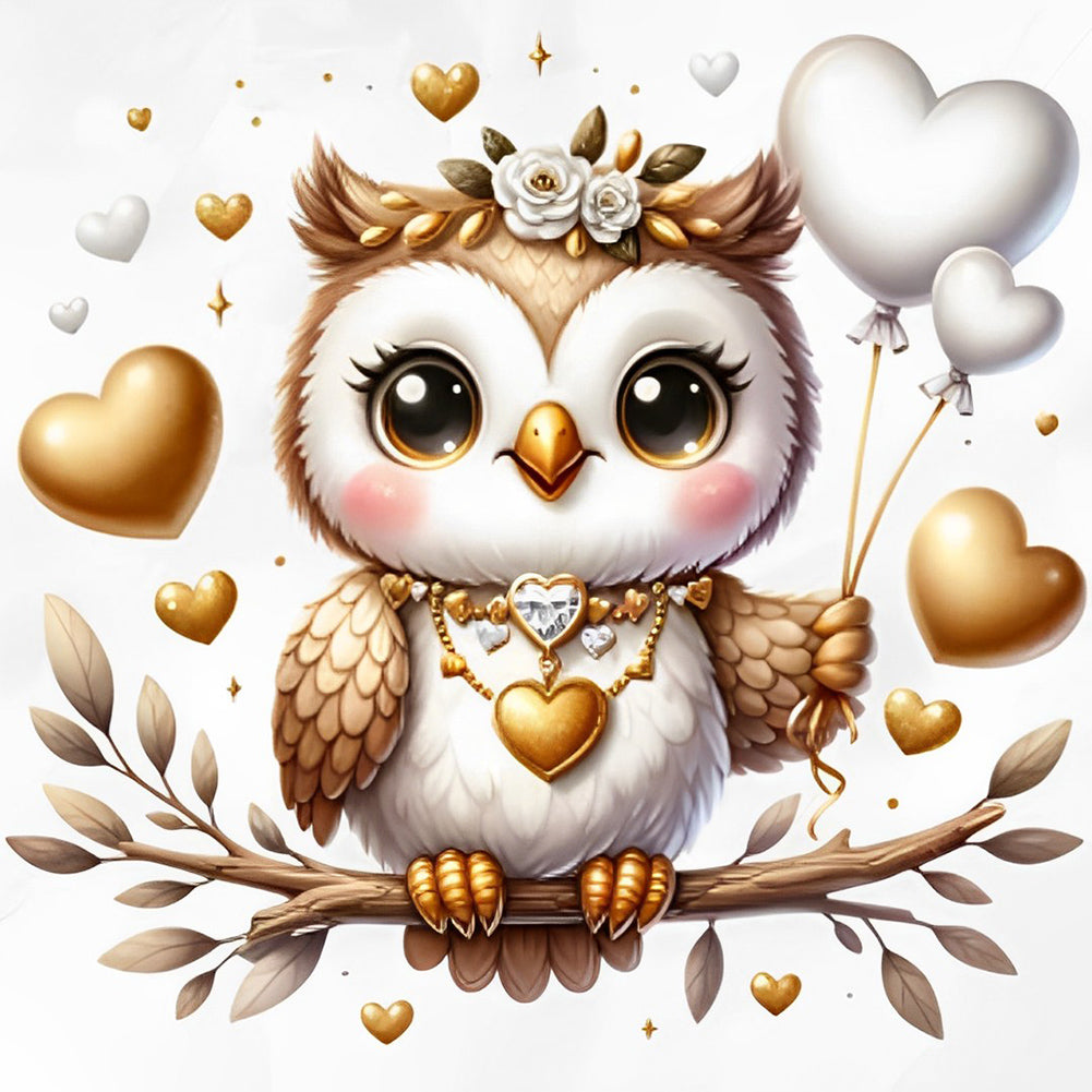 Valentine'S Day Heart Owl 30*30CM(Canvas) Full Round Drill Diamond Painting