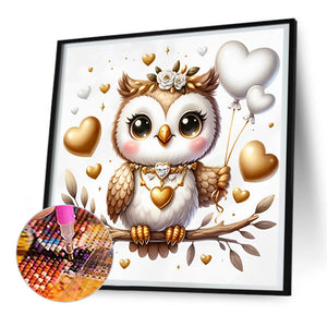 Valentine'S Day Heart Owl 30*30CM(Canvas) Full Round Drill Diamond Painting