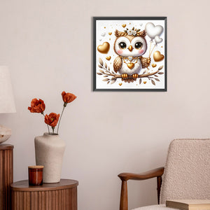 Valentine'S Day Heart Owl 30*30CM(Canvas) Full Round Drill Diamond Painting