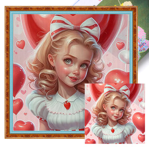 Huancan - Sweet Girl - 50*50CM 11CT 3 Stamped Cross Stitch