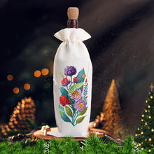 Load image into Gallery viewer, Diamond Painting Burlap Wine Gift Bags Label Liquor Bottle Covers (Flower)
