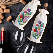 Load image into Gallery viewer, Diamond Painting Burlap Wine Gift Bags Label Liquor Bottle Covers (Flower)
