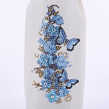 Load image into Gallery viewer, Diamond Painting Burlap Wine Bags Label Liquor Bottle Cover (Butterfly Flower)
