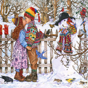 Yishu - Snowman And Child - 60*55CM 11CT 3 Stamped Cross Stitch