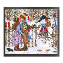Load image into Gallery viewer, Yishu - Snowman And Child - 60*55CM 11CT 3 Stamped Cross Stitch
