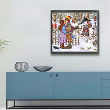 Load image into Gallery viewer, Yishu - Snowman And Child - 60*55CM 11CT 3 Stamped Cross Stitch
