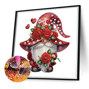Valentine'S Day Gnome 30*30CM(Canvas) Partial Special Shaped Drill Diamond Painting