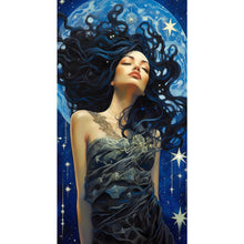 Load image into Gallery viewer, Yishu - Blue-Haired Woman With Stars - 40*70CM 11CT 3 Stamped Cross Stitch
