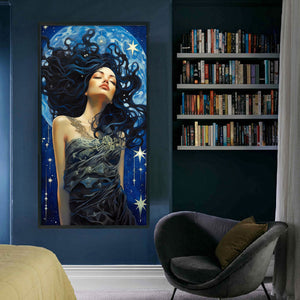 Yishu - Blue-Haired Woman With Stars - 40*70CM 11CT 3 Stamped Cross Stitch