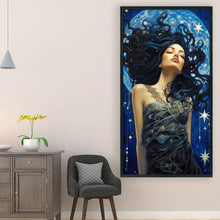 Load image into Gallery viewer, Yishu - Blue-Haired Woman With Stars - 40*70CM 11CT 3 Stamped Cross Stitch
